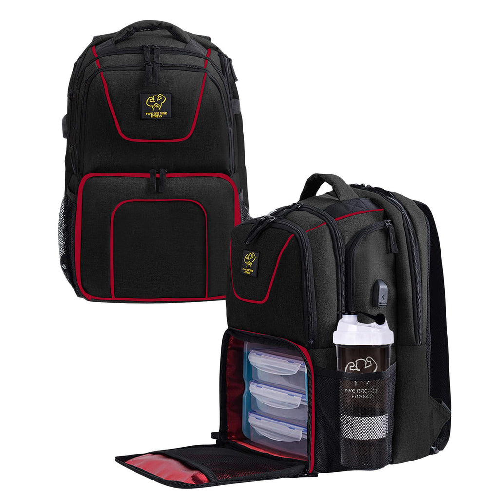 3 Meal - Classic Medium Backpack - Black & Red