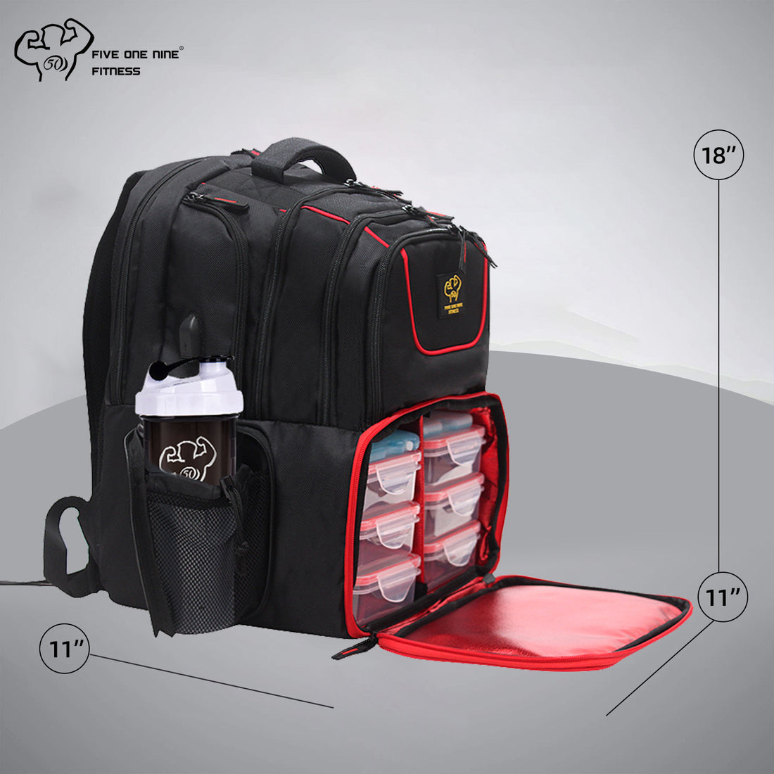 6 pack fitness voyager laptop backpack 6 Meal - Classic Large Backpack - Black & Red